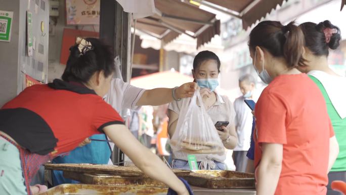 街边美食烧饼摊造路边早餐摆地摊小买卖