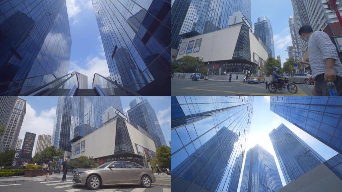 4K城市CBD商务中心-城市高楼素材仰视