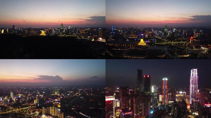 广西南宁国际会展中心东盟商务区夜景航拍