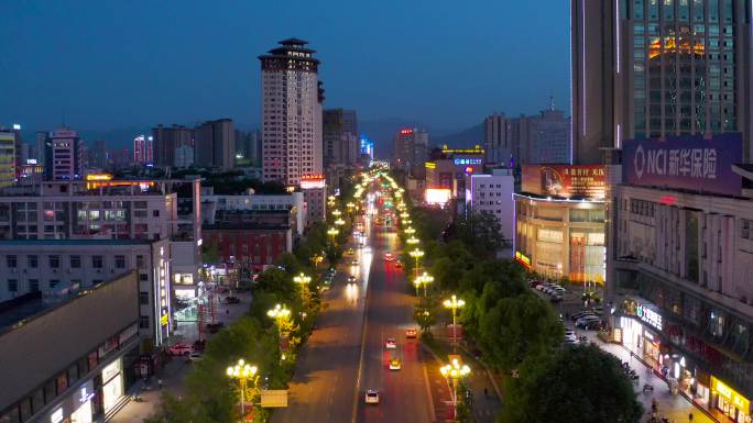 4K航拍陕西汉中城市夜景