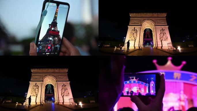 高清深圳世界之窗游客及夜景拍摄原始素材