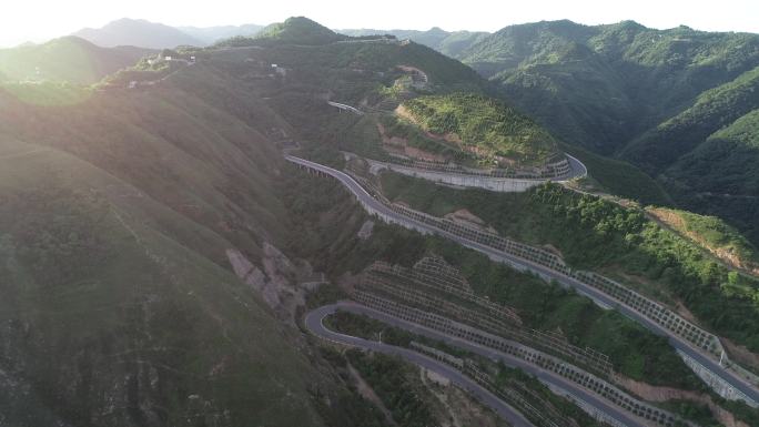 陕西骊山航拍最美环山路风景高清