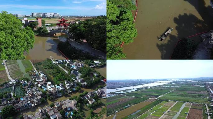 农家小船过河涌广州南沙横沥镇冯马三村