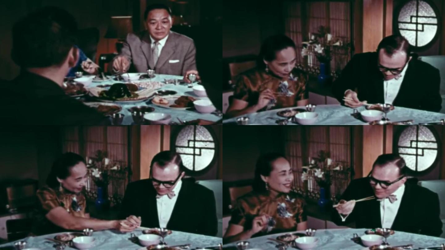 40年代中西方文化交流外国人晚餐使用筷子
