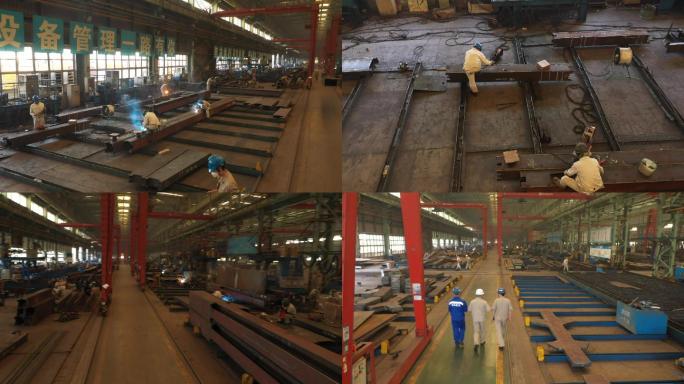 工人在厂房内工作安全生产焊接电焊钢构