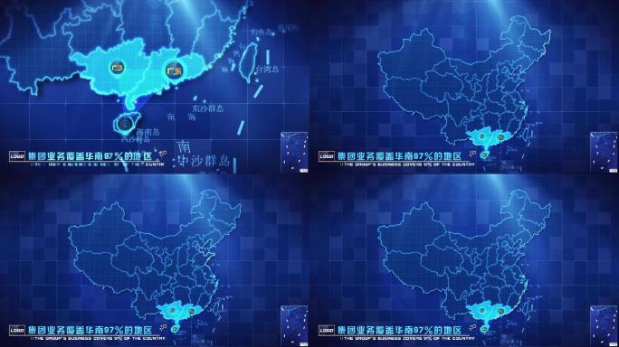 科技华南区域地图展示AE模板
