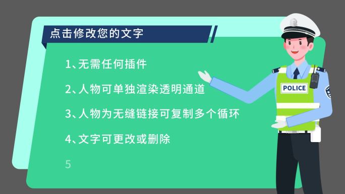 MG动画男交警解说卡通q版讲解员