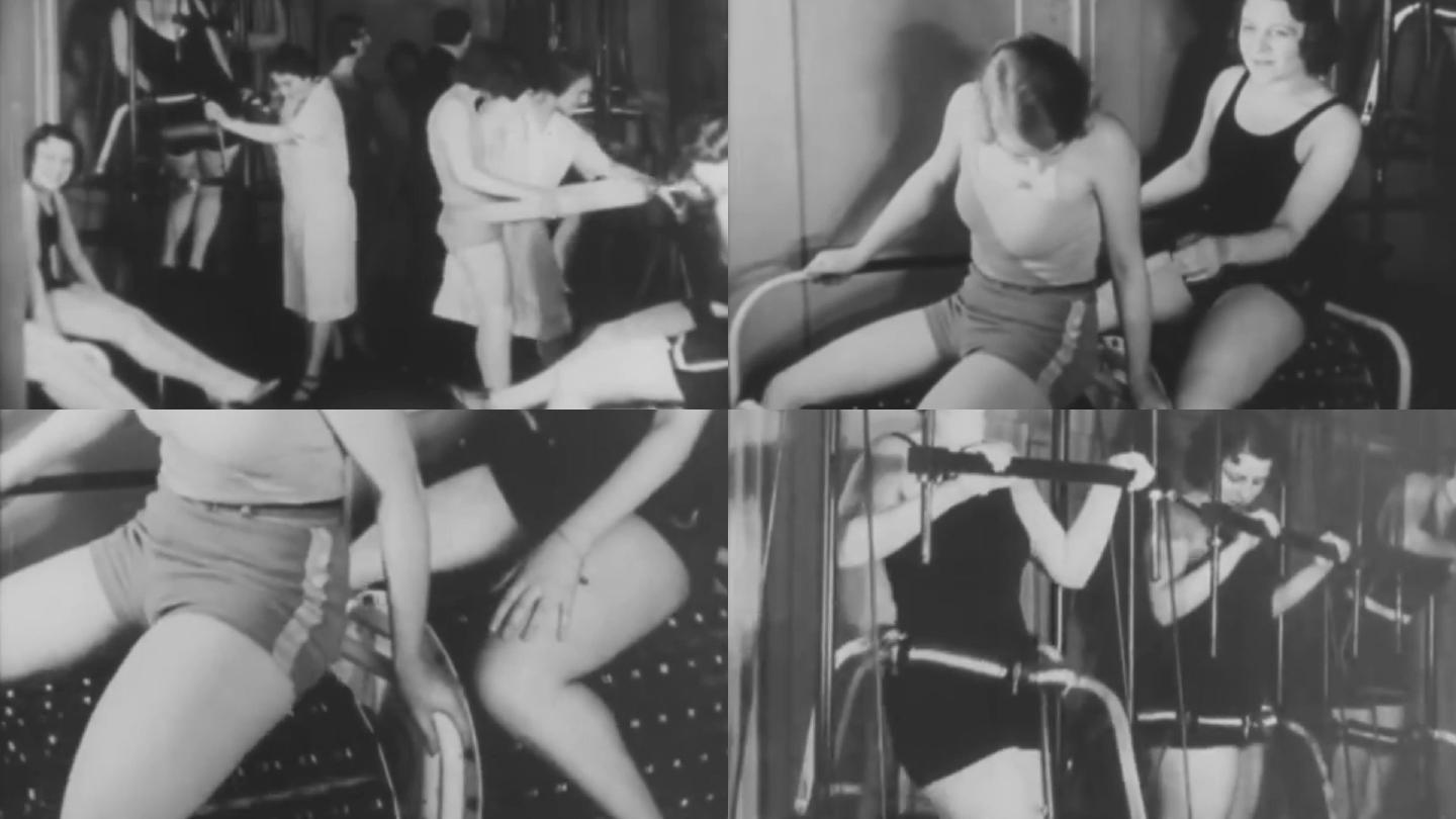 30年代欧洲女子提臀健身锻炼身体健身房