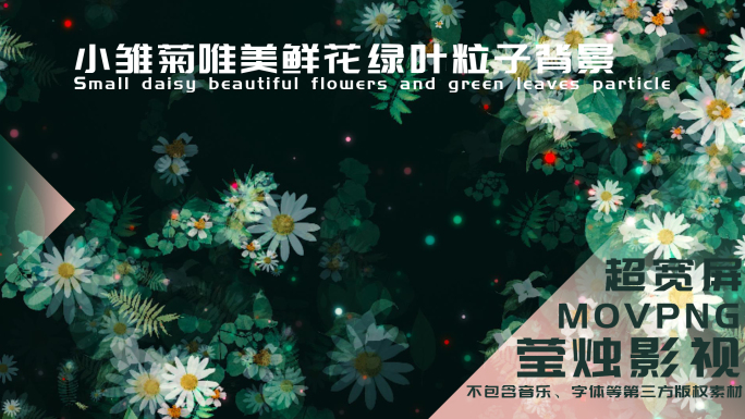 【大屏】小清新唯美鲜花绿叶粒子背景小雏菊
