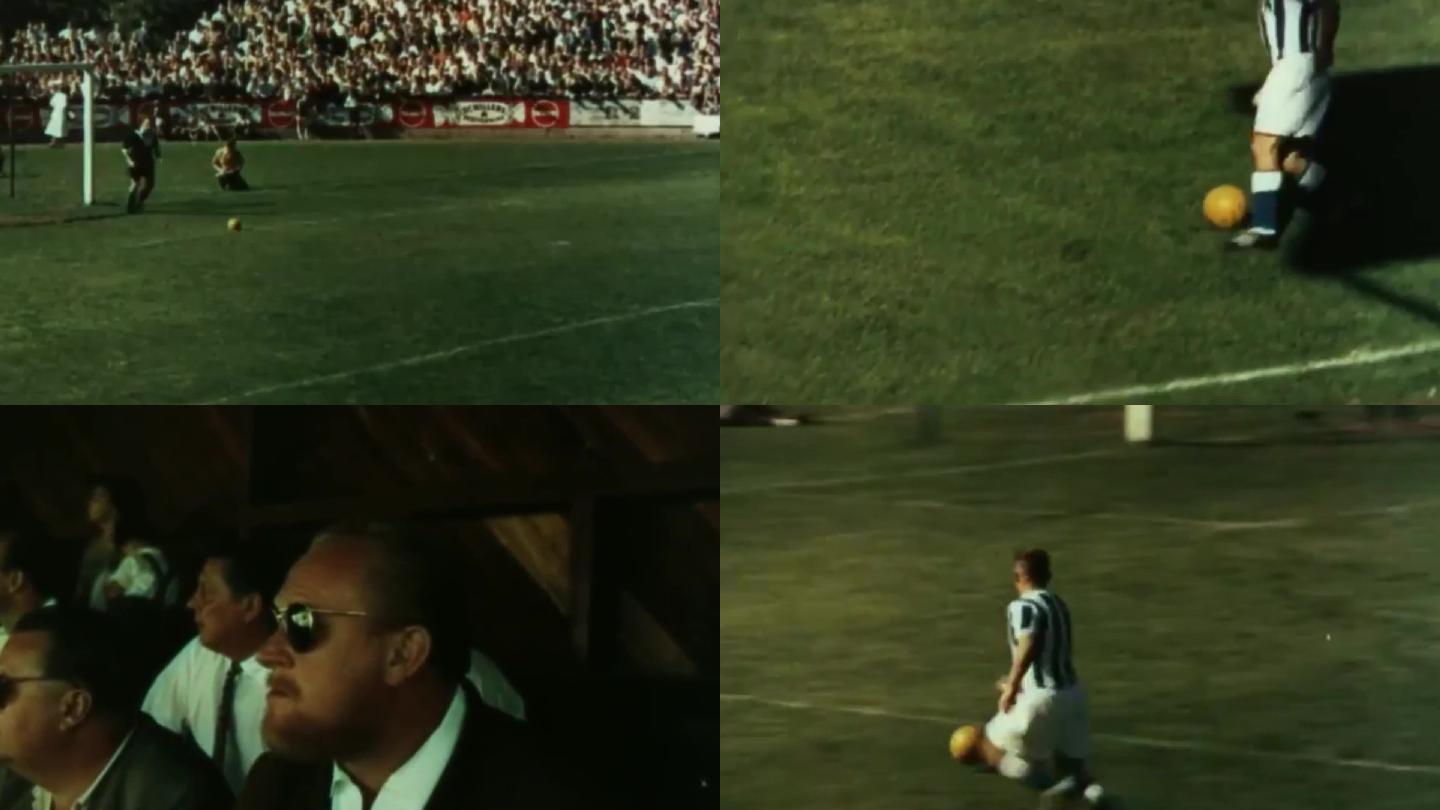 50年代欧洲冠军联赛足球运动观众欢呼观看