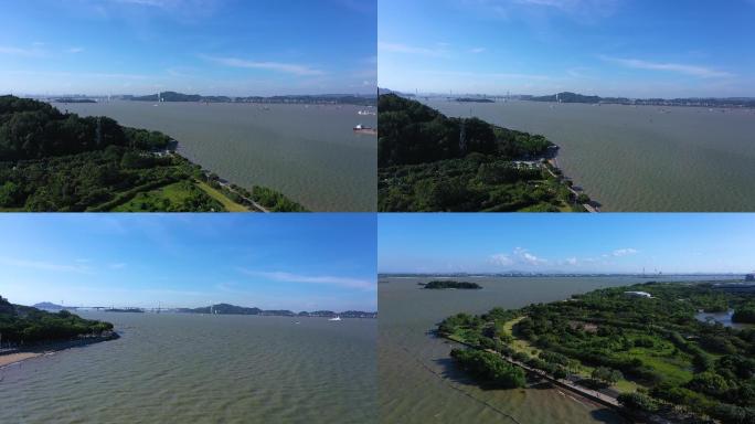 南沙滨海公园广州南沙漂亮滨海城市航拍4K