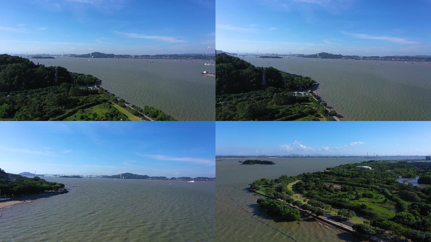 南沙滨海公园广州南沙漂亮滨海城市航拍4K