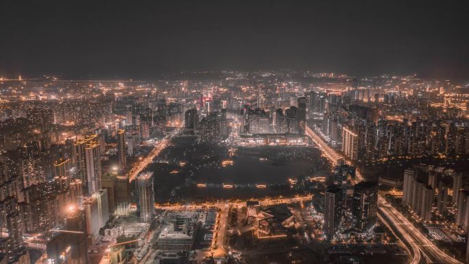 超大气赣州城市航拍夜景延时视频