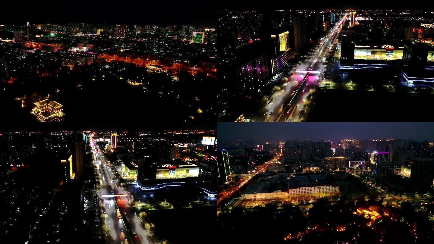航拍晋中城区夜景