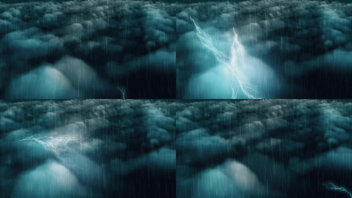 雷电交加暴雨天气大屏背景
