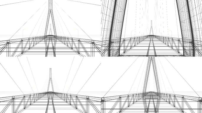 在桥梁线框中快速前行3D渲染