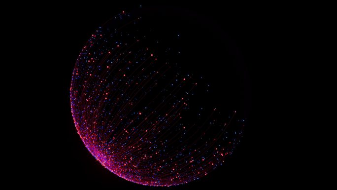 紫色梦幻粒子与线条3D渲染