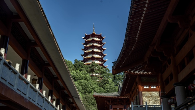 益阳 会龙山 福林塔 福源寺 寺庙 延时