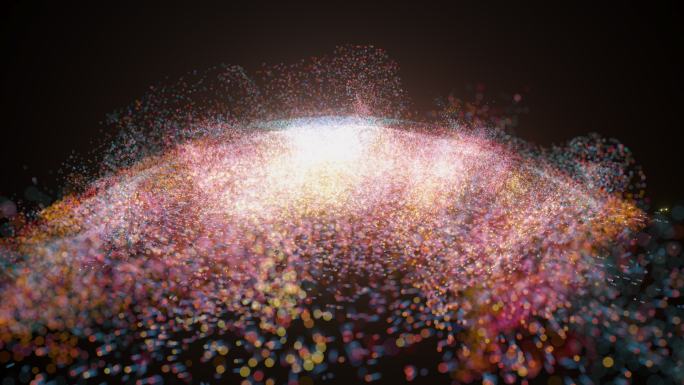 流动发光的粒子3D渲染