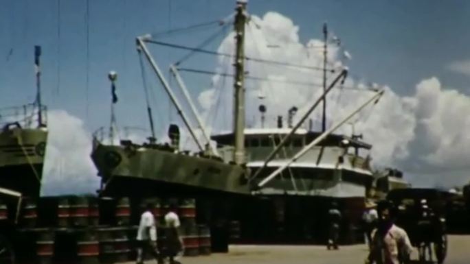 30年代菲律宾马尼拉停泊码头港口货轮商船
