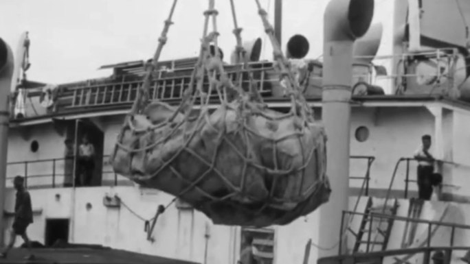 30年代汕头港码头港口货轮商船装卸