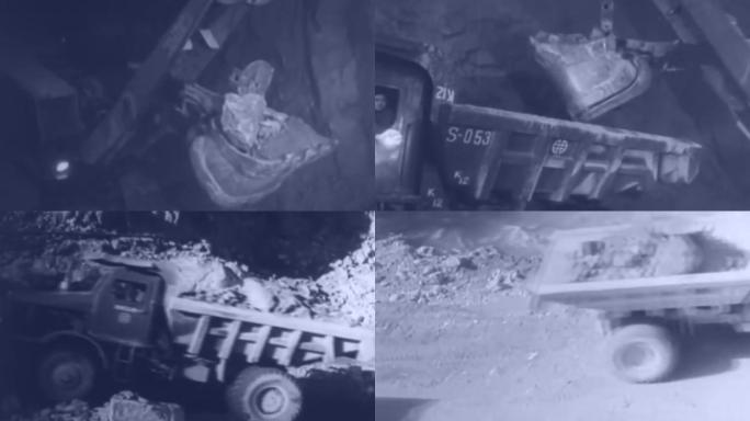 60年代公路隧道挖掘机卡车运送沙土碎石