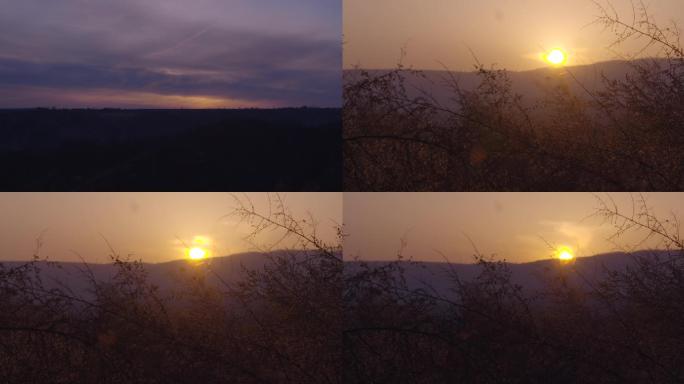 4k黄土高原上的落日