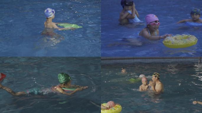 小孩子儿童学游泳小区游泳池