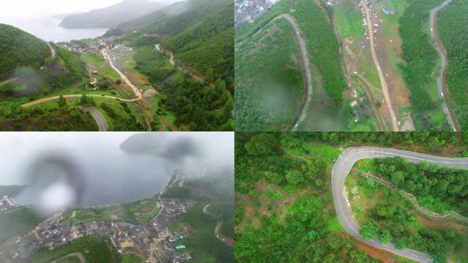 航拍云南省宁蒗彝族自治县雨后泸沽湖