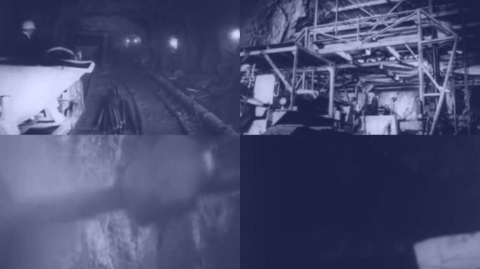 60年代山区公路隧道挖掘机钻头掘进工地