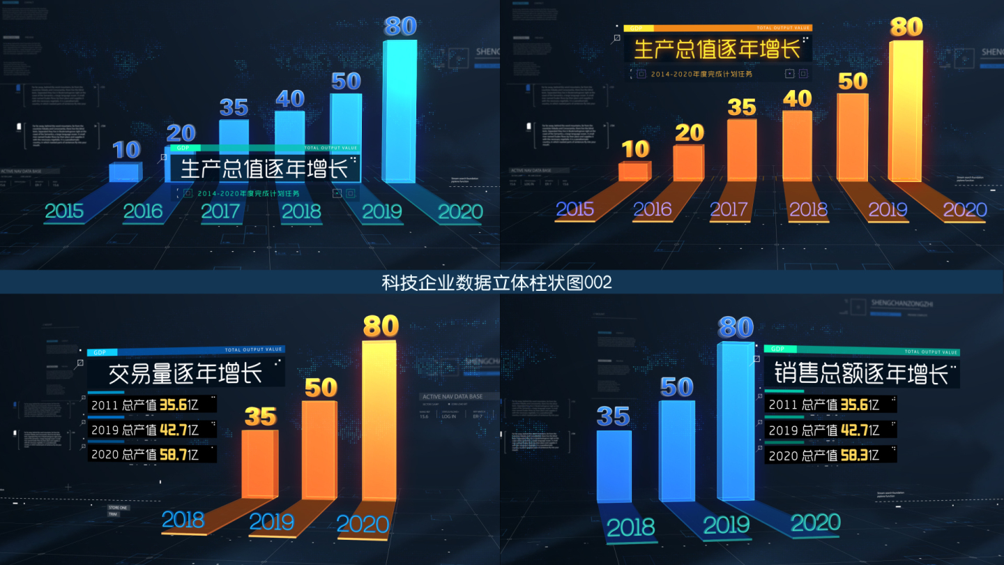 科技企业数据立体柱状图002