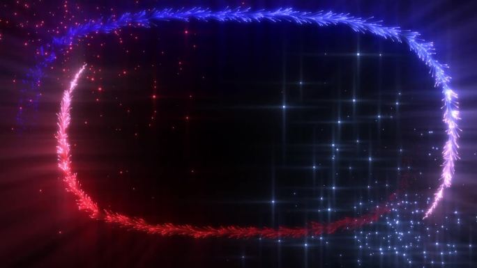 红蓝星空运动粒子矩形框