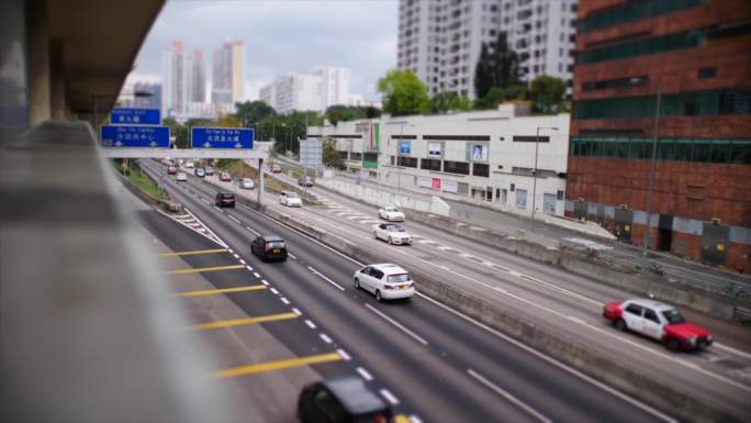【4K】香港城市车流商场人流移轴