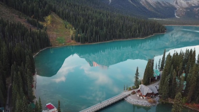 加拿大风景城市湖冰川 梦莲湖