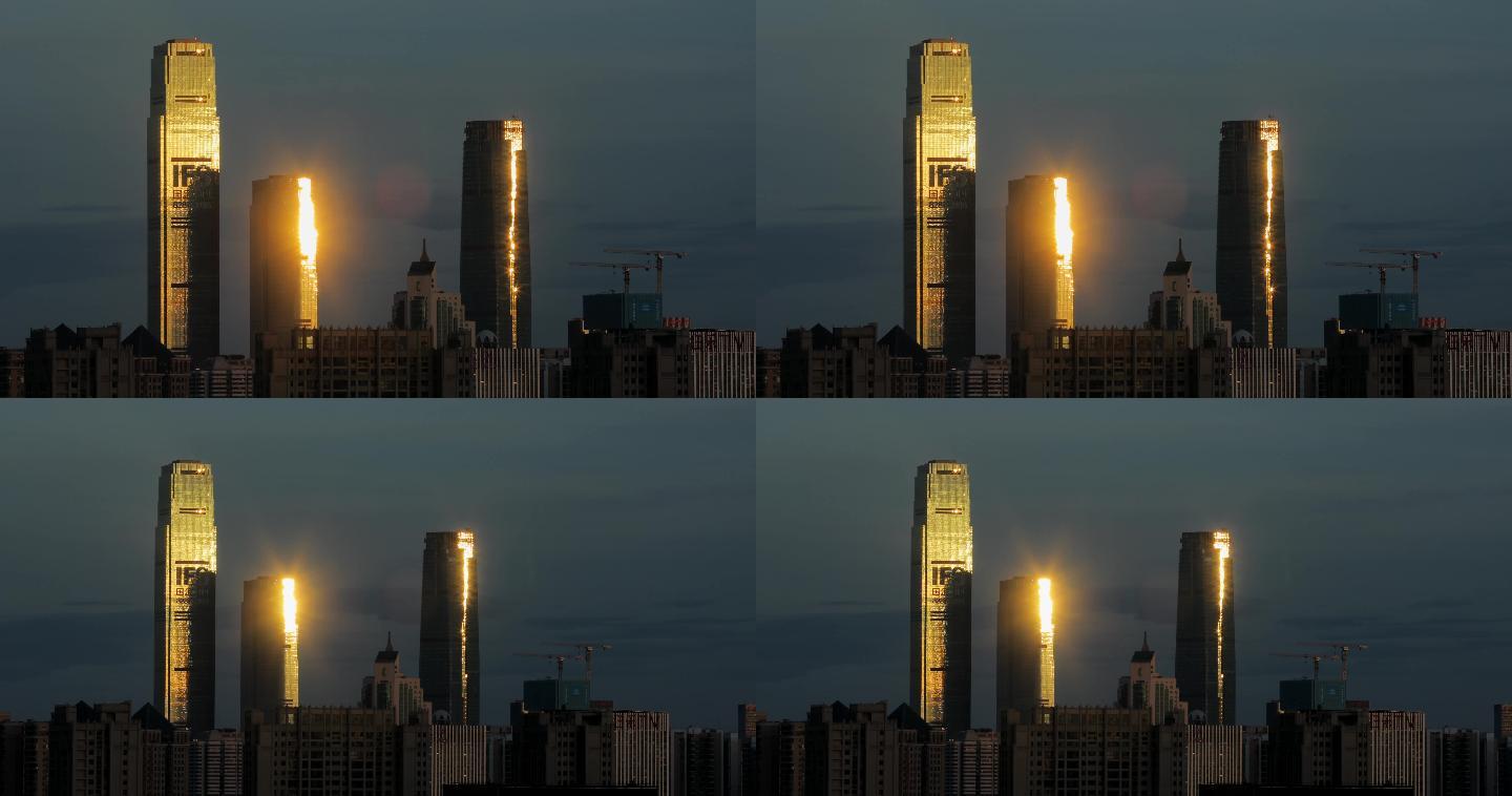 4K长沙高楼反射清晨阳光04【4倍速】