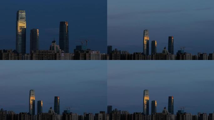 4K长沙高楼反射清晨阳光01【4倍速】