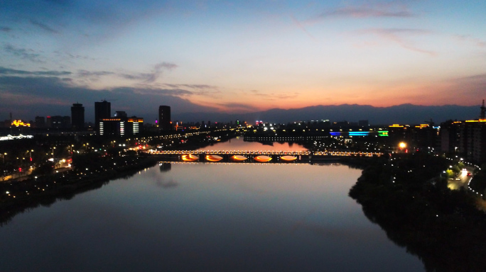 银川航拍夜景阅海