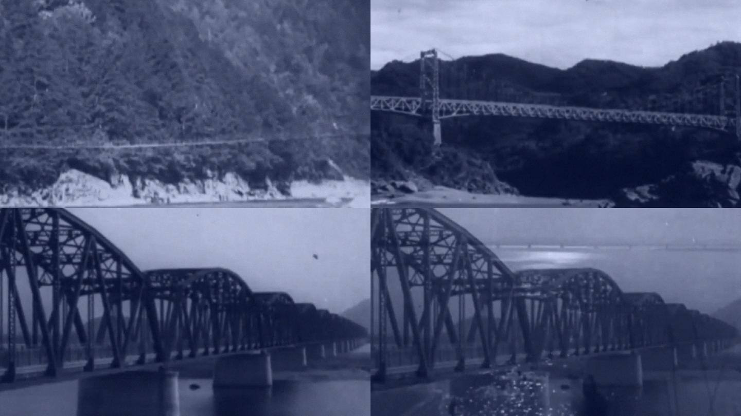 40年代跨江铁道桥公路大桥桥梁交通运输