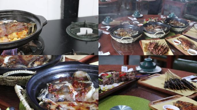 砂锅鱼产品菜品烤肉菜皮视频素材