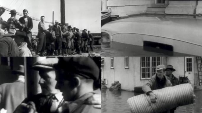 50年代温尼伯红河特大水灾冲毁淹没房屋