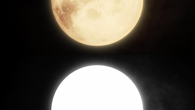 4K金色大月亮月球循环