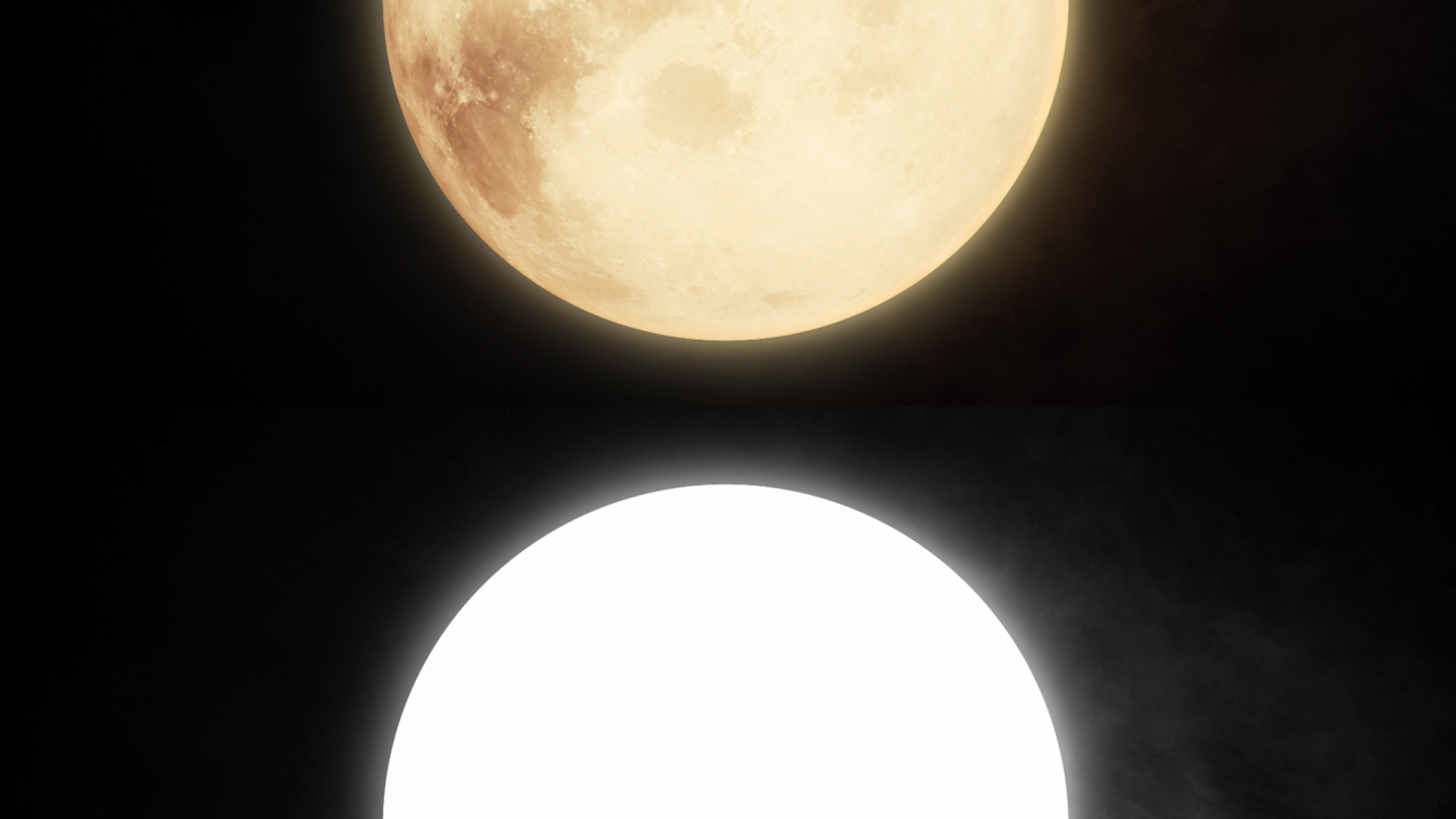 4K金色大月亮月球循环