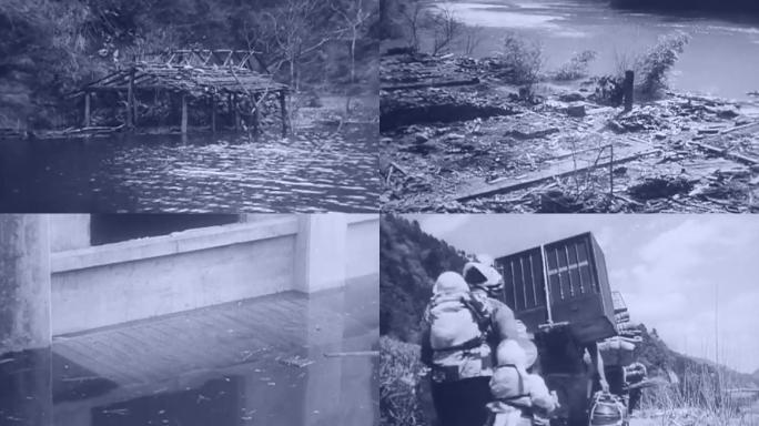 30年代长江特大水灾洪水淹没房屋村庄受灾