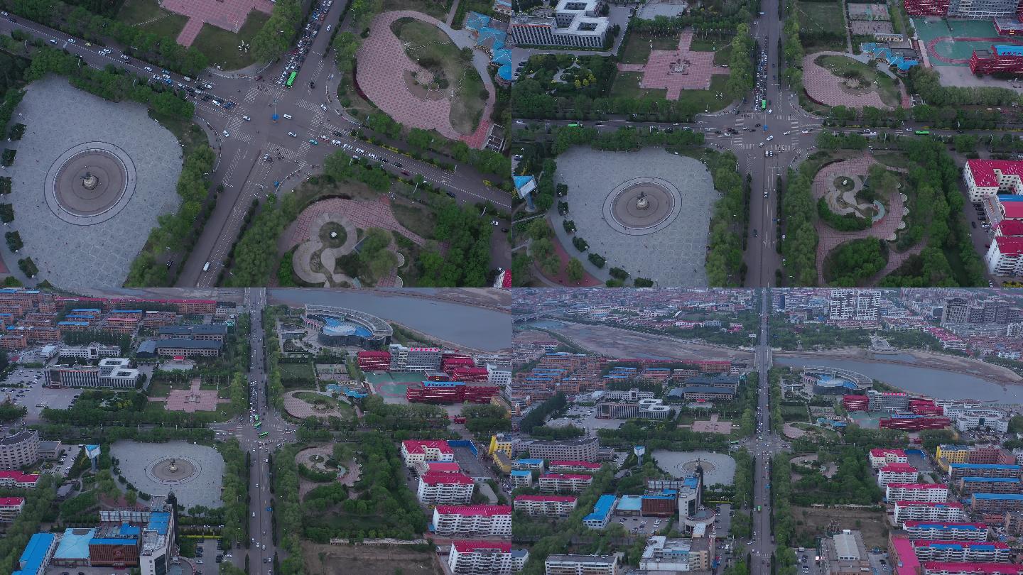 4K-原素材-朔州园艺广场航拍