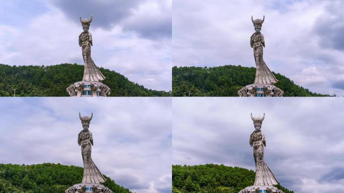 苗族女神“仰阿莎”雕像延时摄影