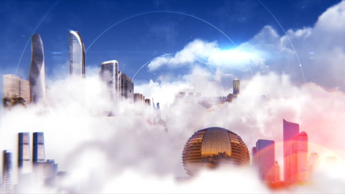 杭州城市云层云上的城市