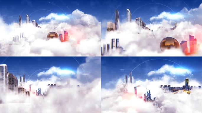 杭州城市云层云上的城市