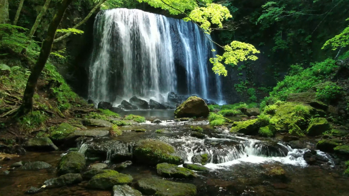 4k瀑布溪流森林地质公园风景