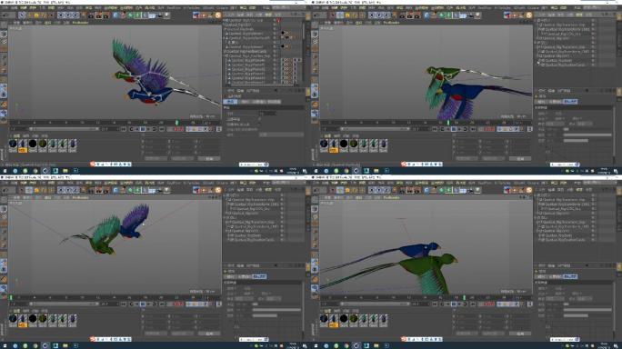 C4D+3dsmax+fbx--双色鹦鹉