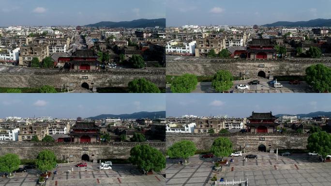 航拍襄阳古城临汉门